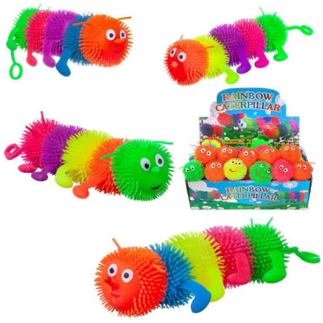 Игрушка-антистресс Гусеница (с ножками), со световыми эффектами