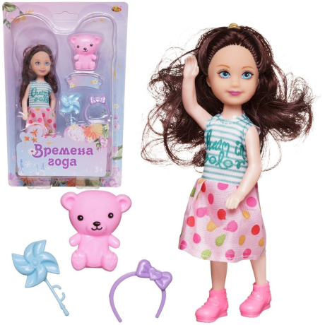 Кукла Времена года 15 см, с медвежонком, в ассорт.