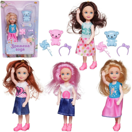 Кукла Времена года 15 см, с медвежонком, в ассорт.