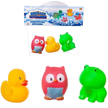 Набор игрушек для ванны (совенок, утенок, лягушонок)