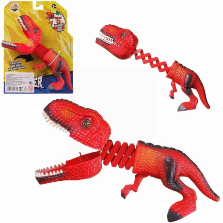 Игрушка Зубастики Динозавр красный, выдвижная 21 см