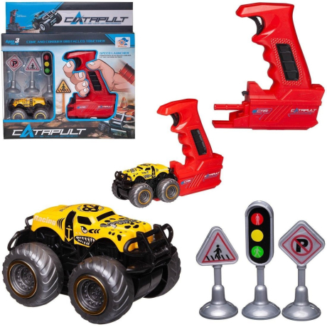 Игровой набор Машинка с пусковым устройством, желтая