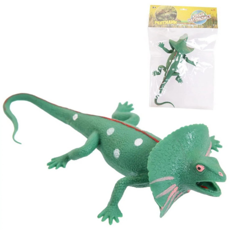 Фигурка Ящерица (темно-зеленая с воротником), термопластичная резина