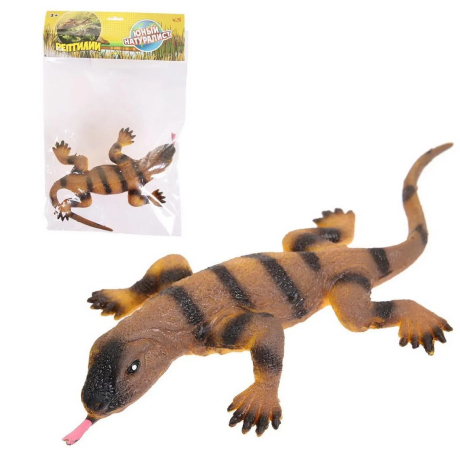 Фигурка Варан (коричневый, с полосками на спине), термопластичная резина