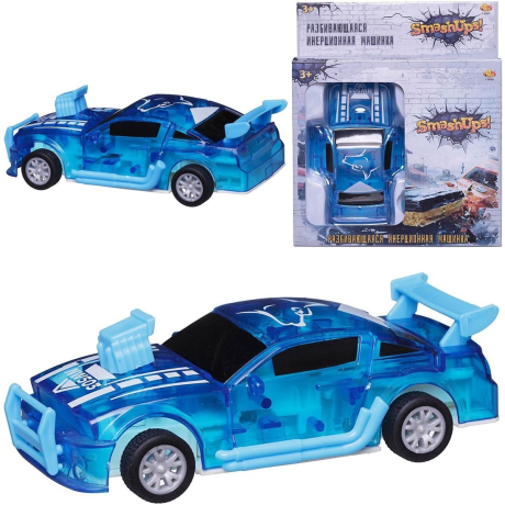 Машинка ин., разбивающаяся инерционная синяя 1:32