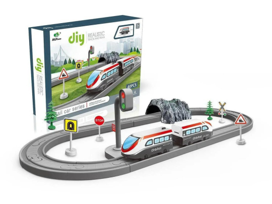 Железная дорога с ландшафтным дизайном, со световыми эффектами