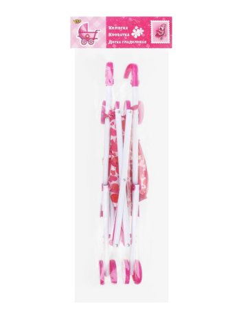 Коляска-трость для кукол Сердца, металл, пакет