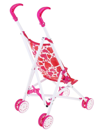 Коляска-трость для кукол Сердца, металл, пакет