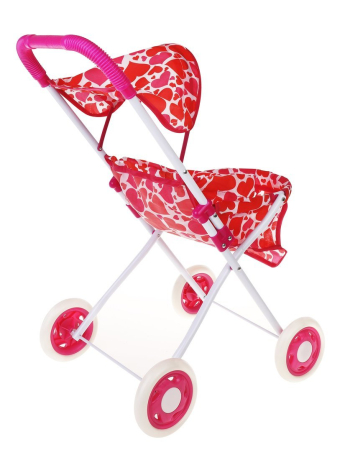Коляска прогулочная для кукол Сердца с крышей, металл, пакет