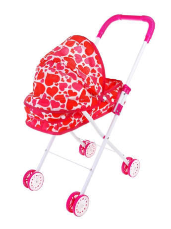 Коляска-люлька для кукол Сердца, металл, пакет