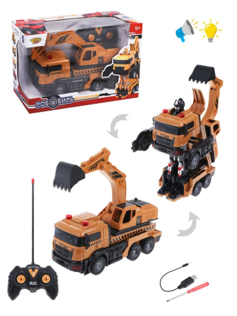 Машина-робот радиоуправляемый, 5 каналов, свет, звук, в комплекте аккумулятор, USB шнур, элементы питания AA*2шт. не входят