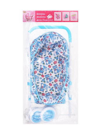 Коляска-люлька для кукол "Енотики" с корзиной металл, пакет