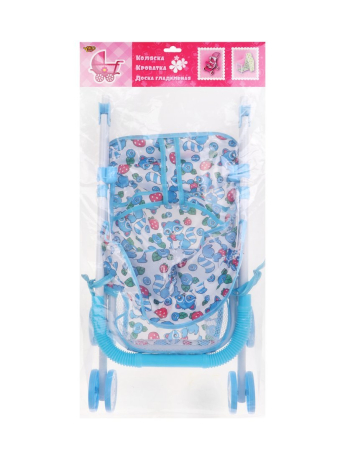 Коляска прогулочная для кукол "Енотики" с крышей, металл., пакет