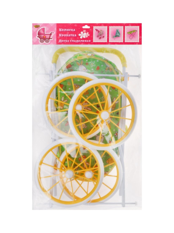 Коляска-люлька для кукол "Милый кролик", большие колёса, металл., пакет