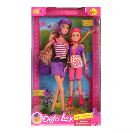 Игровой набор Defa "Прогулка на роликах", 2 куклы, 6 предм., коробка