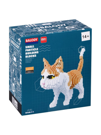 Конструктор котенок рыжий 1390 дет., мини блоки, коробка