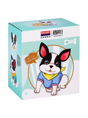 Конструктор бульдог в кофточке, мини блоки, 917 дет., коробка