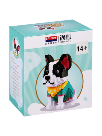 Конструктор бульдог в кофточке, мини блоки, 917 дет., коробка