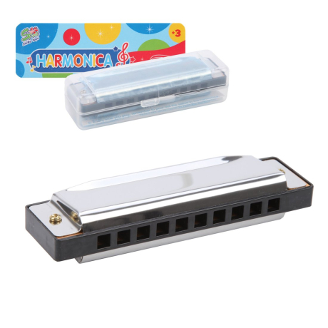 Губная гармошка пластм., 10 см, в пласт. чехле