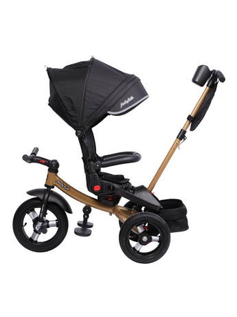 Велосипед детский трёхколёсный Moby Kids Leader 360°, 12x10 AIR, элементы из экокожи, чёрный