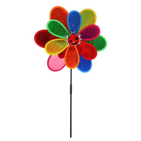 Вертушка Насекомое на цветке, тройная, голограмма 70 см