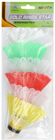 Воланы для бадминтона цветные 6 шт., пакет