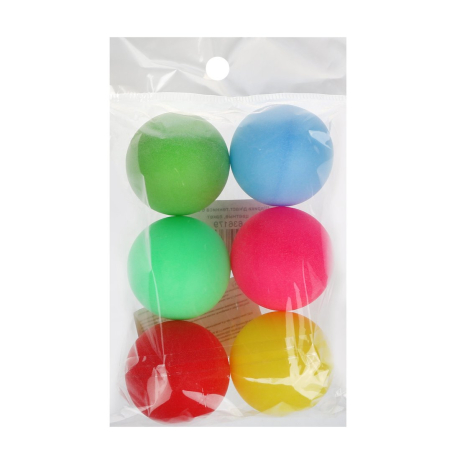 Шарики д/наст.тенниса 6 штук, цветные, пакет