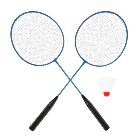 Бадминтон метал.; ракетки 2 шт 63*20 см., волан 1 шт., сетка, синий