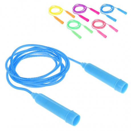 Скакалка, 2.5 м, веревка пластик, ручки разноцветный под перламутр пластик, 4- 5 цветов микс