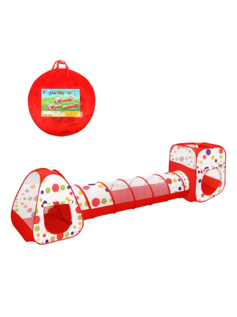 Палатка игровая Горошек с туннелем, 355*90*90см, сумка на молнии
