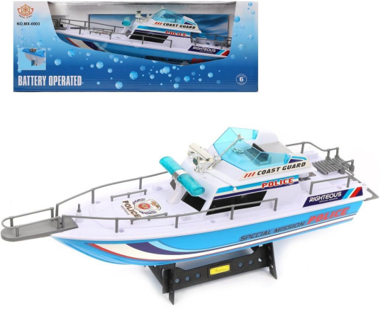 Катер эл. "Полиция" 40 см, эл. пит. AA*6 шт. не в компл., коробка с окном