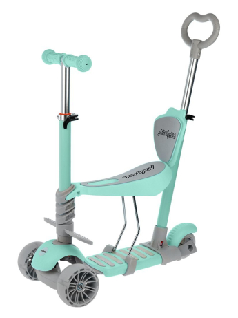 Детский трехколесный самокат Moby Kids Pony 3 в 1, беговел, каталка с родительской ручкой, колёса PU со светом