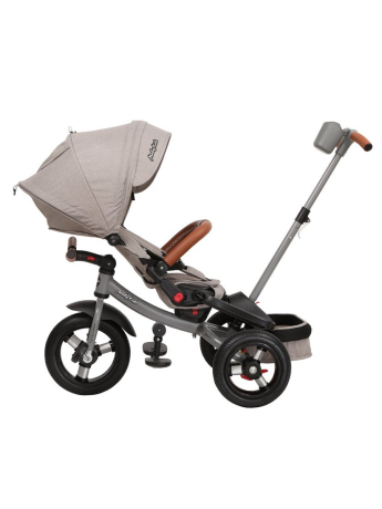 Велосипед детский трёхколёсный Moby Kids Leader 360°, 12x10 AIR, элементы из экокожи, серый