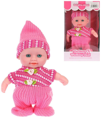 Кукла см в розовом костюмчике, ходит, повторяет фразы, бат., кор.