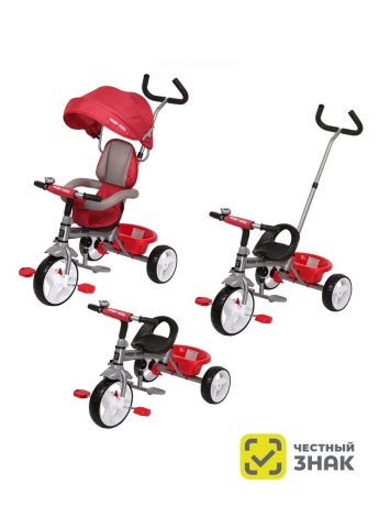 Велосипед трёхколёсный 3в1 Moby Kids Blitz 10x8 EVA, красный