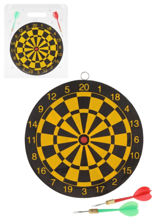 Дартс двухсторонний 22 см. дротики-иголка 2 шт., упак. блистер.