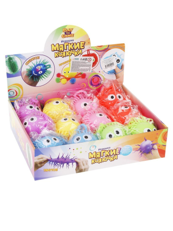 Игрушка-шутка антистресс "Лохматики" 12х12 см, свет, эл.пит. AG3* 3 шт..в компл., в ассорт., дисплей