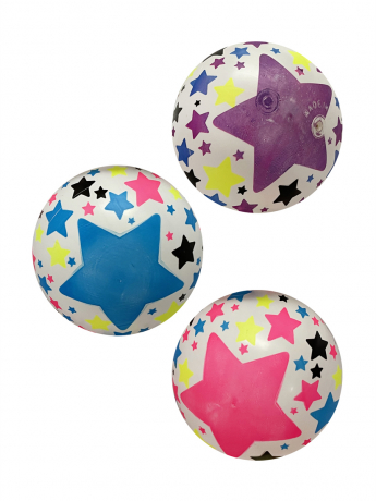 Мяч детский флуоресцентный "Звёзды", ПВХ, 22 см., 60 г., в ассорт.
