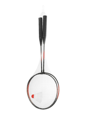 Ракетки для бадминтона 2 шт. красные, волан 1 шт., сетка