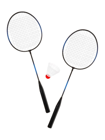 Ракетки для бадминтона 2 шт. синие, волан 1 шт., сетка