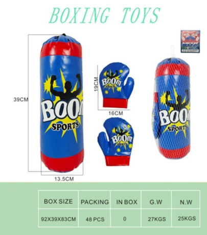 Набор для бокса Чемпион: груша 39х13, 5 см., перчатки 19х16 см., сетка в ассорт.