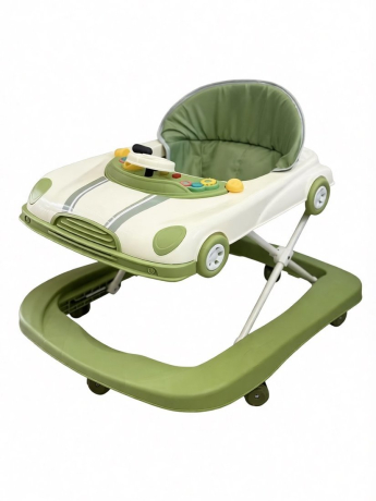 Ходунки-машинка детские складные, 8 колес, звук, регулир. высоты, эл. пит.AААх3 не в компл., зелёный