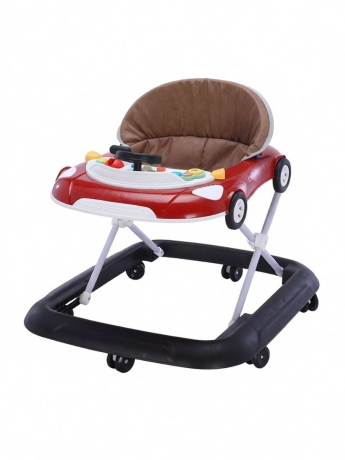 Ходунки-машинка детские складные, 8 колес, звук, регулир. высоты, эл. пит.AААх3 не в компл., бордо