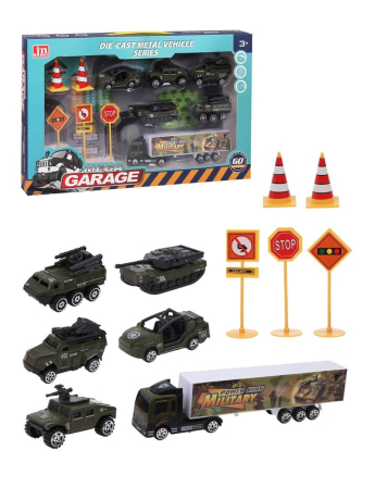 Игровой набор Военная техника, в комплекте: машины металлические 6 шт., предметов 5шт.