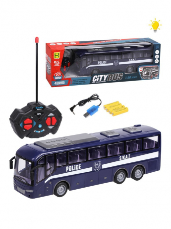 Автобус радиоуправляемый, 4 канала, свет, в комплекте: аккумулятор, USB шнур, элементы питания АА*2шт. не входят