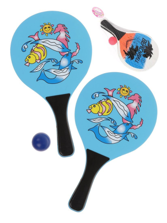 Ракетки пляжные 18, 5 *33 см. с шариком, в ассорт. Сетка