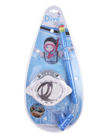 Набор для ныряния детский Акула: маска с трубкой (с клапаном), затычки для ушей