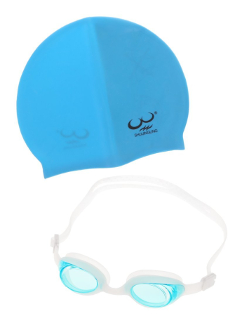 Набор для бассейна: шапка и очки для плаванья 1 шт. 15х4х3см., чехол для хранения, в ассорт.