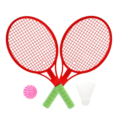 Набор ракетки детские 33, 5 см, волан, мяч., в ассорт.. Сетка