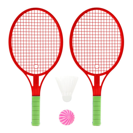 Набор ракетки детские 33, 5 см, волан, мяч., в ассорт.. Сетка